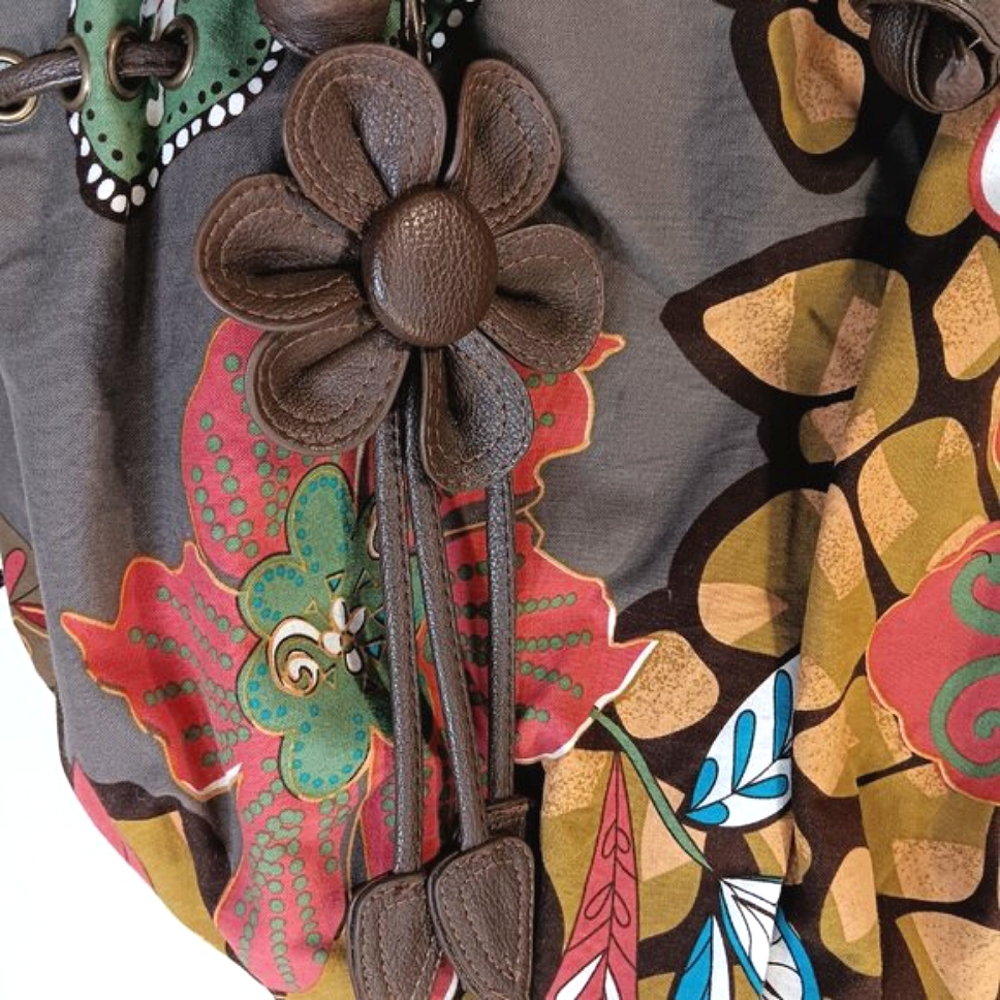 NWOT D.Fusion Multicolor Floral  Shoulder Bag Fabric Faux Leather Straps Summer - Picture 12 of 16